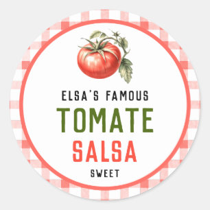 Tomato Salsa preserve with red tomato farm look Classic Round Sticker