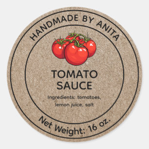 Tomato Sauce Jar Label Kraft Paper Style