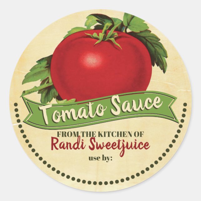 Tomato sauce salsa personalized canning label (Front)