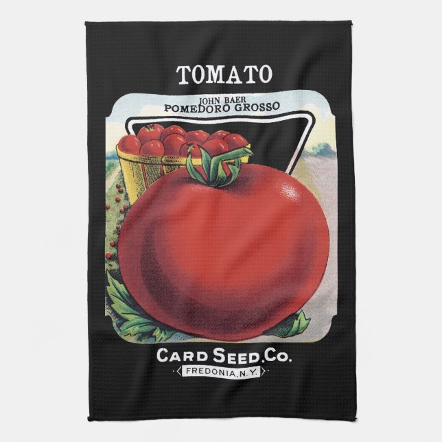 Tomato Seed Packet Label Kitchen Towel (Vertical)