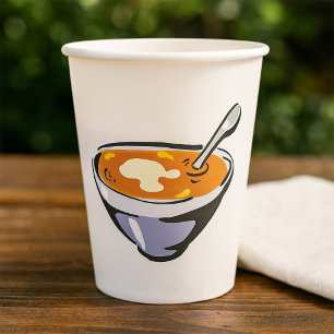 Tomato Soup Bowl with Spoon Paper Cups