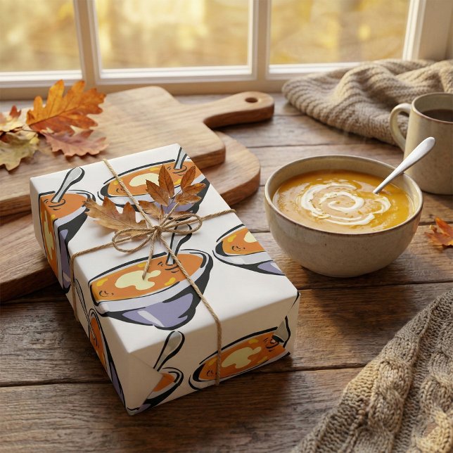 Tomato Soup Bowl with Spoon Wrapping Paper (Creator Uploaded)