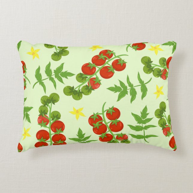 Tomato Tango: Vintage Vegetable Print Accent Pillow (Front)