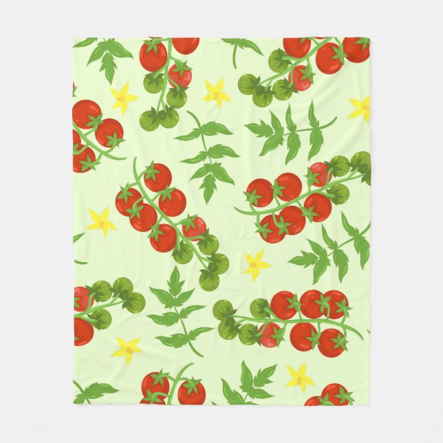 Tomato Tango: Vintage Vegetable Print Fleece Blanket (Front)