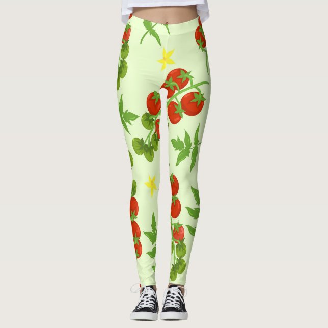Tomato Tango: Vintage Vegetable Print Leggings (Front)