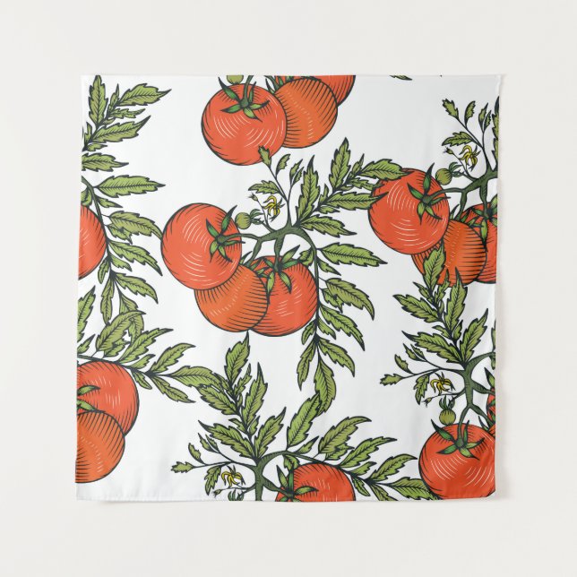 Tomato Vintage: Farm Market Illustration. Tapestry (Front)