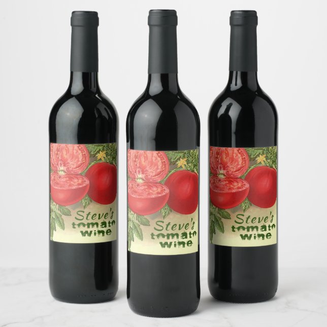 Tomato Wine Artsy personalized distressed font Wine Label (Bottles)