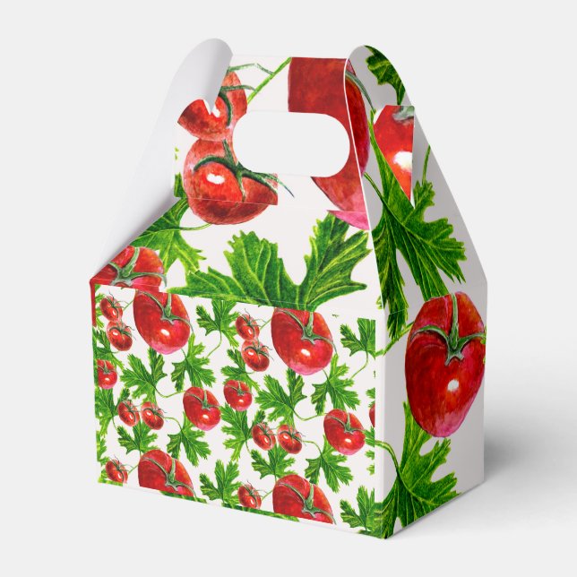 Tomato with Leaves Pattern Favor Box (Front Side)