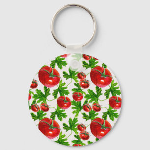 Tomato with Leaves Pattern Keychain