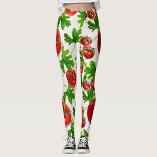 Tomato with Leaves Pattern Leggings