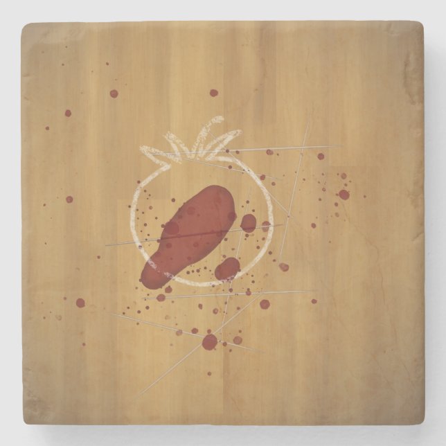 Tomatocide Evidence of  Murdered Tomato Funny Stone Coaster (Front)