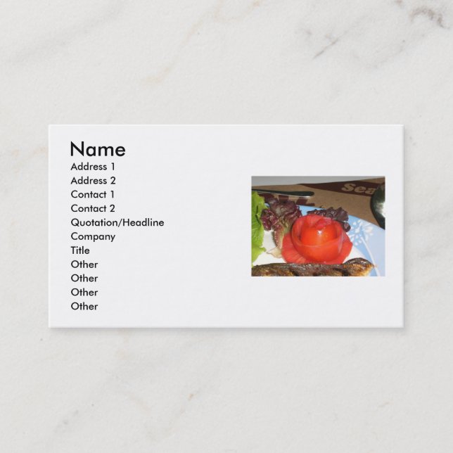 Tomatoe shaped into Rose flower Business Card (Front)