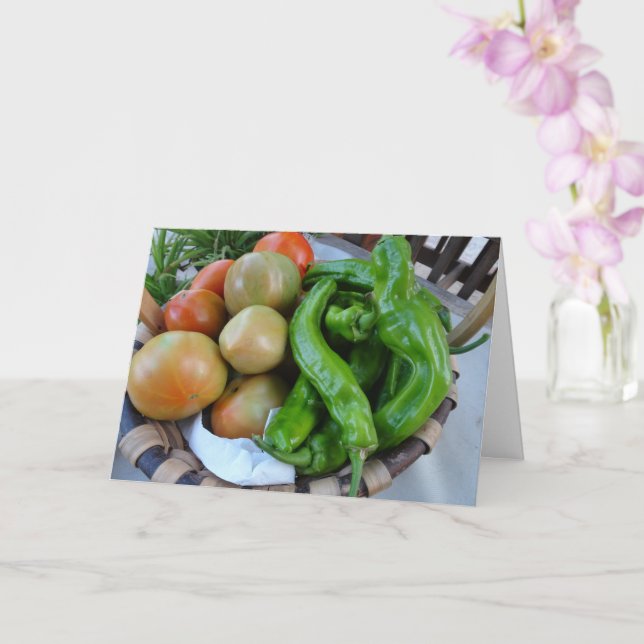 Tomatoes and Green Peppers in Basket Card (Orchid)