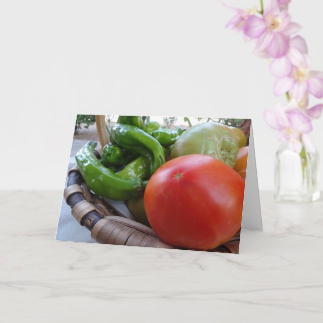Tomatoes and Green Peppers in Basket Card (Orchid)