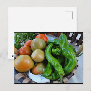 Tomatoes and Green Peppers in Basket Postcard