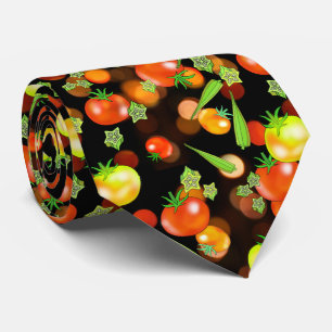 Tomatoes and okra veggies neck tie