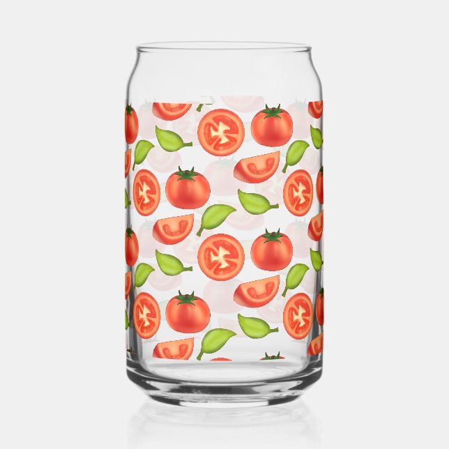 Tomatoes And Oregano Leafs Can Glass (Front)
