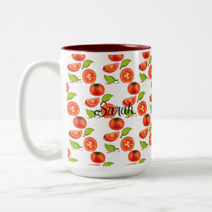 Tomatoes And Oregano Leafs Two-Tone Coffee Mug