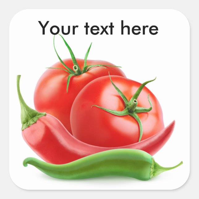 Tomatoes and peppers square sticker (Front)