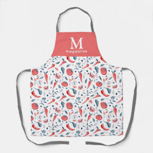 Tomatoes Carrots Pattern Monogram Name Vegetable Apron