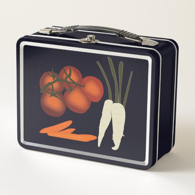 Tomatoes Carrots Radish Vegetable Back to School Metal Lunch Box (Front)