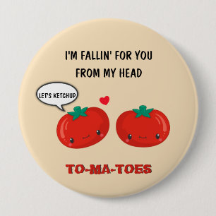 Tomatoes In Love Cute Romantic Valentine's Day 4 Inch Round Button
