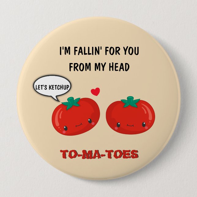 Tomatoes In Love Cute Romantic Valentine's Day 4 Inch Round Button (Front)