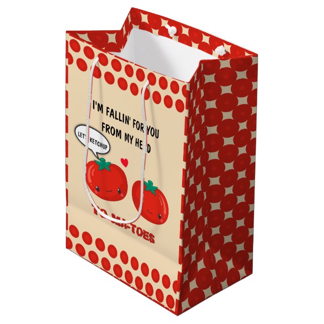 Tomatoes In Love Cute Romantic Valentine's Day Medium Gift Bag (Front Angled)