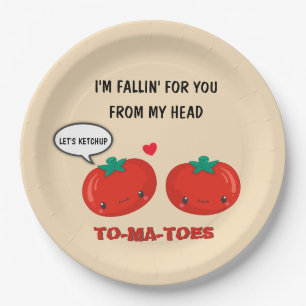 Tomatoes In Love Cute Romantic Valentine's Day Paper Plate