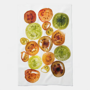 Tomatoes on White Background Kitchen Towel