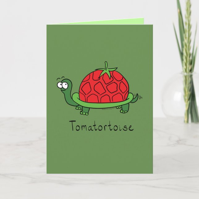 Tomatortoise Cute Food Tomato Turtle Greeting Card (Front)