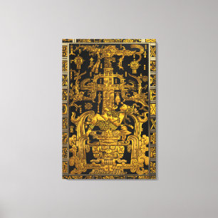 Tomb of Pakal - Gold Palenque Astronaut Canvas Print