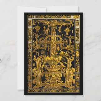 Tomb of Pakal - Gold Palenque Astronaut Invitation