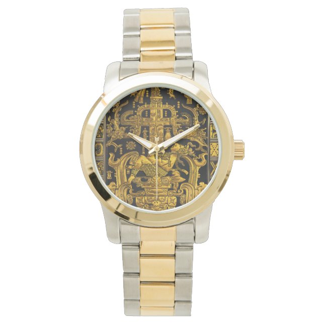 Tomb of Pakal - Golden Palenque Astronaut  Watch (Front)
