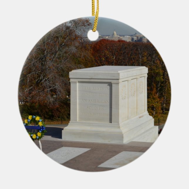 Tomb of the Unknown Soldier, Arlington Yellow Wrea Ceramic Ornament (Front)