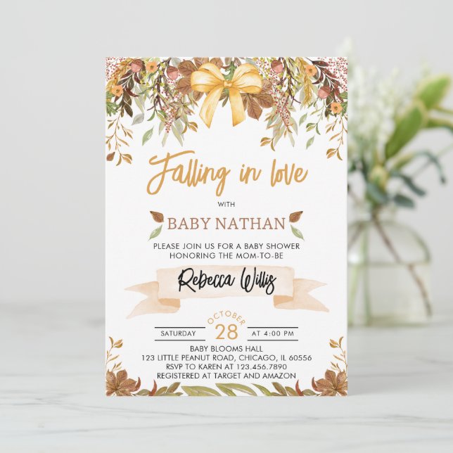 Tomber dans l'amour Baby shower Invitation (Debout devant)