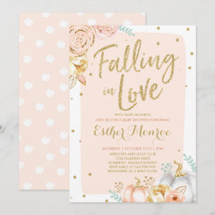Tomber Dans L'Amour Baby shower Invitation Or Rose