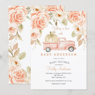 Tomber dans l'amour Peach Baby shower Invitation
