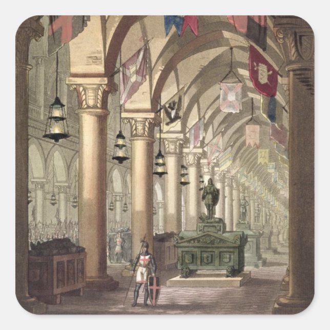 Tombs of the Knights Templar, c.1820-39 (aquatint) Square Sticker (Front)