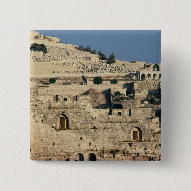 Tombs on the side of the Mount of Olives 2 Inch Square Button (Front)
