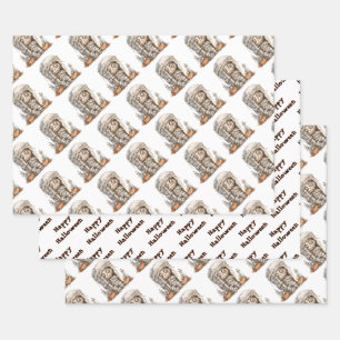 Tombside Trouble – Mummy Mischief & Mini Monsters Wrapping Paper Sheet