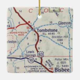 Tombstone AZ Vintage Map Ceramic Ornament