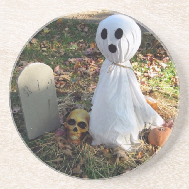 Tombstone, Ghost, Skull & Pumpkin Coaster (Front)