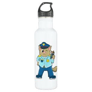 Tomcat as Police officer with Uniform & Microphone 710 Ml Water Bottle