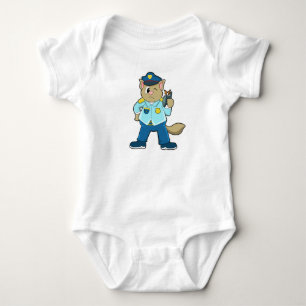 Tomcat as Police officer with Uniform & Microphone Baby Bodysuit