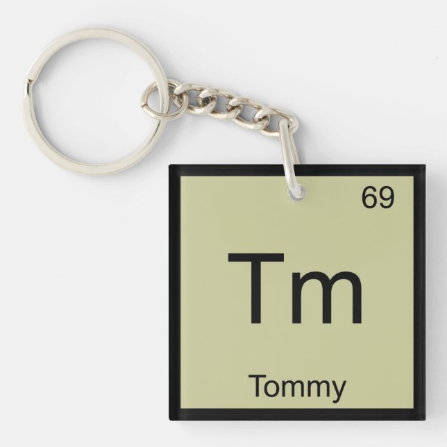 Tommy Name Chemistry Element Periodic Table Keychain (Front)