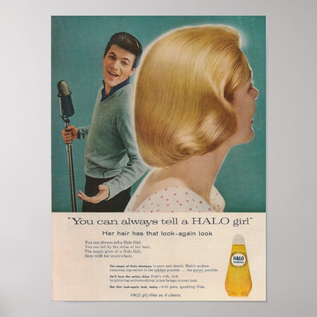 Tommy Sands 1958 Halo Shampoo Ad Poster (Front)