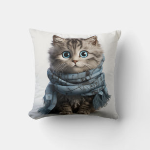 Tommy, the fluffiest Tabby Cat Throw Pillow