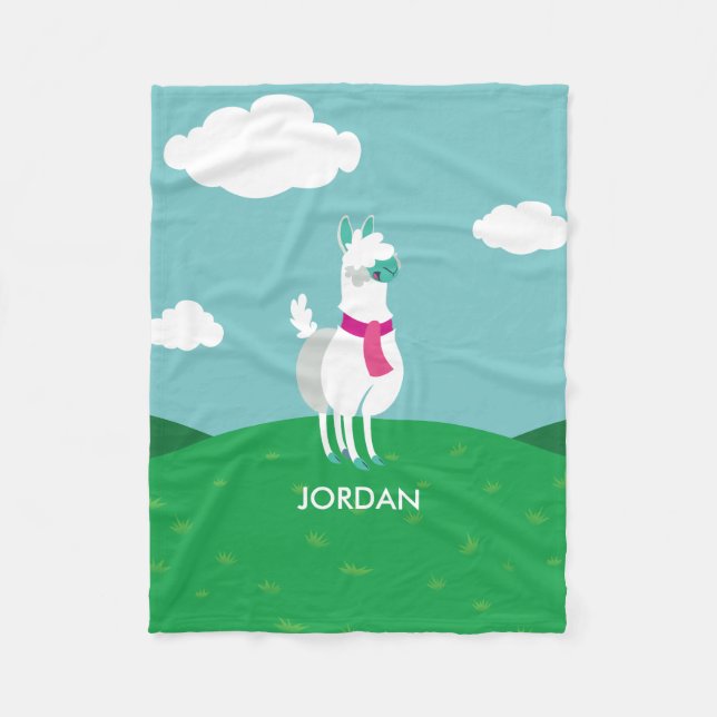 Tommy the Llama Fleece Blanket (Front)