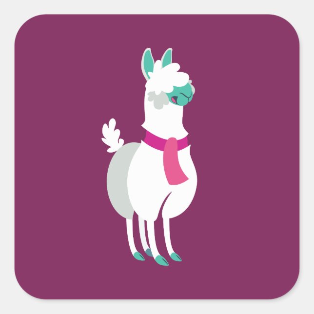 Tommy the Llama Square Sticker (Front)
